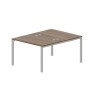 Strike STN2TG128 WNAL (Орех/Алюминий) Составной стол на 2 рабочих места, 4 громмета