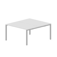 Strike STN2TG148 BLAL (Белый/Алюминий) Составной стол на 2 рабочих места, 4 громмета
