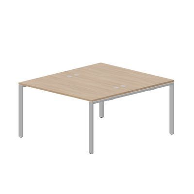 Strike STN2TG148 OWAL (Светлый дуб/Алюминий) Составной стол на 2 рабочих места, 4 громмета
