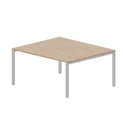 Strike STN2TG167 OWAL (Светлый дуб/Алюминий) Составной стол на 2 рабочих места, 4 громмета