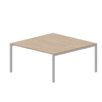 Strike STN2TG168 OWAL (Светлый дуб/Алюминий) Составной стол на 2 рабочих места, 4 громмета