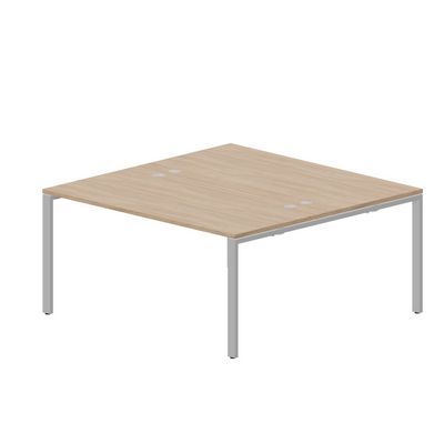 Strike STN2TG168 OWAL (Светлый дуб/Алюминий) Составной стол на 2 рабочих места, 4 громмета