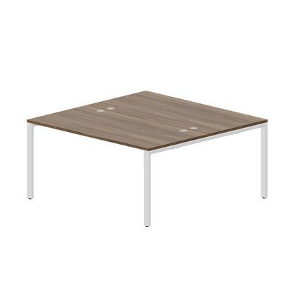 Strike STN2TG168 WNBL (Орех/Белый) Составной стол на 2 рабочих места, 4 громмета