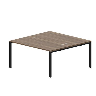 Strike STN2TG168 WNNR (Орех/Черный) Составной стол на 2 рабочих места, 4 громмета