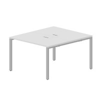 Strike STN2TL127 BLAL (Белый/Алюминий) Составной стол на 2 рабочих места, 2 металлических аутлета