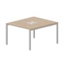 Strike STN2TL127 OWAL (Светлый дуб/Алюминий) Составной стол на 2 рабочих места, 2 металлических аутлета