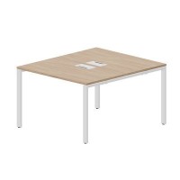 Strike STN2TL127 OWBL (Светлый дуб/Белый) Составной стол на 2 рабочих места, 2 металлических аутлета