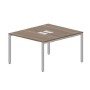 Strike STN2TL127 WNAL (Орех/Алюминий) Составной стол на 2 рабочих места, 2 металлических аутлета