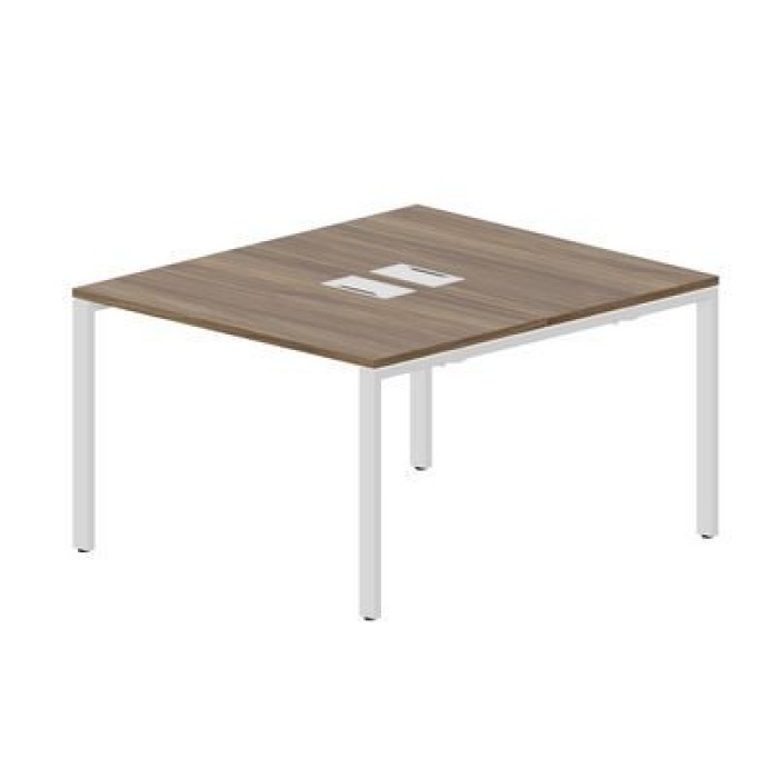 Страйк STN2TL127 WDBL (Орех браун/Белый) Составной стол на 2 рабочих места, 2 металлических аутлета