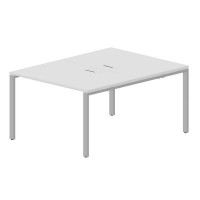Strike STN2TL128 BLAL (Белый/Алюминий) Составной стол на 2 рабочих места, 2 металлических аутлета