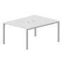 Strike STN2TL128 BLAL (Белый/Алюминий) Составной стол на 2 рабочих места, 2 металлических аутлета