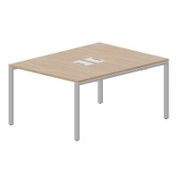 Strike STN2TL128 OWAL (Светлый дуб/Алюминий) Составной стол на 2 рабочих места, 2 металлических аутлета