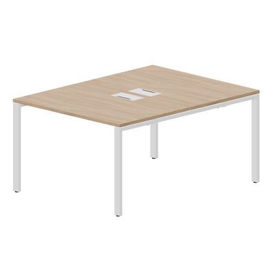Strike STN2TL128 OWBL (Светлый дуб/Белый) Составной стол на 2 рабочих места, 2 металлических аутлета