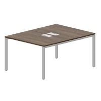 Strike STN2TL128 WNAL (Орех/Алюминий) Составной стол на 2 рабочих места, 2 металлических аутлета