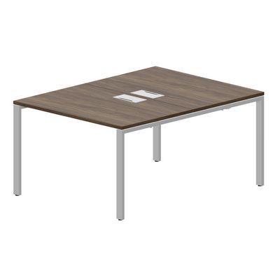 Strike STN2TL128 WNAL (Орех/Алюминий) Составной стол на 2 рабочих места, 2 металлических аутлета