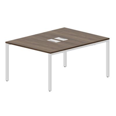 Strike STN2TL128 WNBL (Орех/Белый) Составной стол на 2 рабочих места, 2 металлических аутлета
