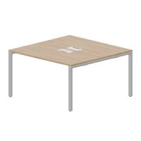 Strike STN2TL147 OWAL (Светлый дуб/Алюминий) Составной стол на 2 рабочих места, 2 металлических аутлета