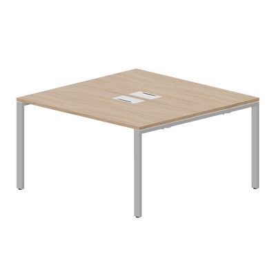 Strike STN2TL147 OWAL (Светлый дуб/Алюминий) Составной стол на 2 рабочих места, 2 металлических аутлета