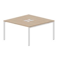 Strike STN2TL147 OWBL (Светлый дуб/Белый) Составной стол на 2 рабочих места, 2 металлических аутлета