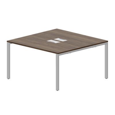 Strike STN2TL147 WNAL (Орех/Алюминий) Составной стол на 2 рабочих места, 2 металлических аутлета