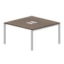 Strike STN2TL147 WNAL (Орех/Алюминий) Составной стол на 2 рабочих места, 2 металлических аутлета
