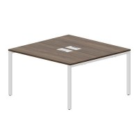 Strike STN2TL147 WNBL (Орех/Белый) Составной стол на 2 рабочих места, 2 металлических аутлета