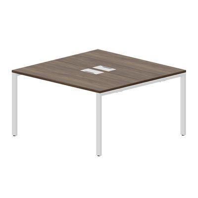 Strike STN2TL147 WNBL (Орех/Белый) Составной стол на 2 рабочих места, 2 металлических аутлета