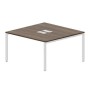 Strike STN2TL147 WNBL (Орех/Белый) Составной стол на 2 рабочих места, 2 металлических аутлета