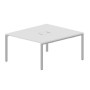 Strike STN2TL148 BLAL (Белый/Алюминий) Составной стол на 2 рабочих места, 2 металлических аутлета