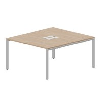 Strike STN2TL148 OWAL (Светлый дуб/Алюминий) Составной стол на 2 рабочих места, 2 металлических аутлета