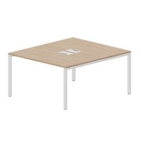 Strike STN2TL148 OWBL (Светлый дуб/Белый) Составной стол на 2 рабочих места, 2 металлических аутлета