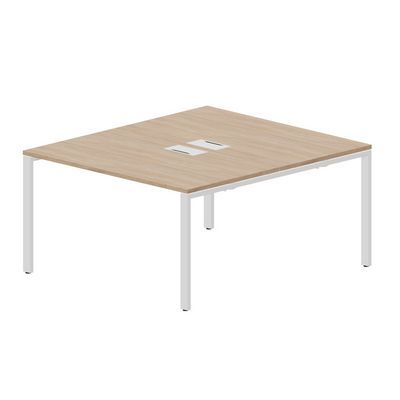 Strike STN2TL148 OWBL (Светлый дуб/Белый) Составной стол на 2 рабочих места, 2 металлических аутлета
