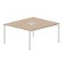 Strike STN2TL148 OWBL (Светлый дуб/Белый) Составной стол на 2 рабочих места, 2 металлических аутлета