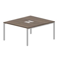 Strike STN2TL148 WNAL (Орех/Алюминий) Составной стол на 2 рабочих места, 2 металлических аутлета