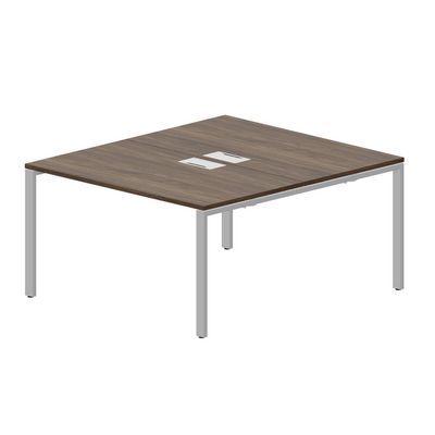 Strike STN2TL148 WNAL (Орех/Алюминий) Составной стол на 2 рабочих места, 2 металлических аутлета