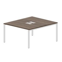 Strike STN2TL148 WNBL (Орех/Белый) Составной стол на 2 рабочих места, 2 металлических аутлета