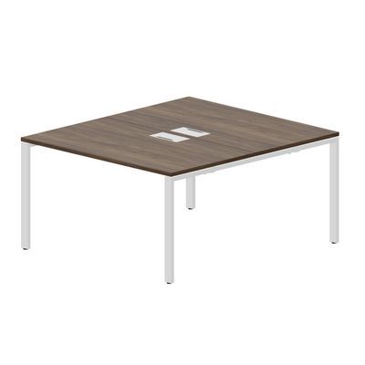 Strike STN2TL148 WNBL (Орех/Белый) Составной стол на 2 рабочих места, 2 металлических аутлета