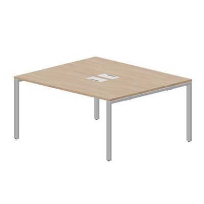 Strike STN2TL167 OWAL (Светлый дуб/Алюминий) Составной стол на 2 рабочих места, 2 металлических аутлета