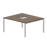 Strike STN2TL167 WNAL (Орех/Алюминий) Составной стол на 2 рабочих места, 2 металлических аутлета