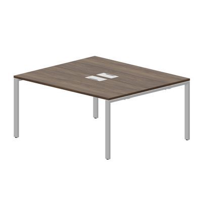 Strike STN2TL167 WNAL (Орех/Алюминий) Составной стол на 2 рабочих места, 2 металлических аутлета