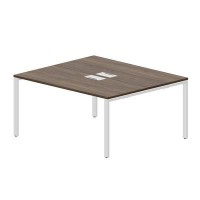 Strike STN2TL167 WNBL (Орех/Белый) Составной стол на 2 рабочих места, 2 металлических аутлета