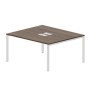 Strike STN2TL167 WNBL (Орех/Белый) Составной стол на 2 рабочих места, 2 металлических аутлета