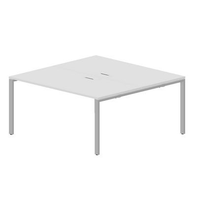 Strike STN2TL168 BLAL (Белый/Алюминий) Составной стол на 2 рабочих места, 2 металлических аутлета