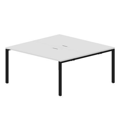 Strike STN2TL168 BLNR (Белый/Черный) Составной стол на 2 рабочих места, 2 металлических аутлета