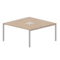 Strike STN2TL168 OWAL (Светлый дуб/Алюминий) Составной стол на 2 рабочих места, 2 металлических аутлета