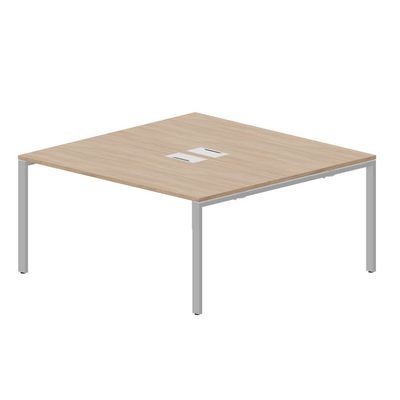 Strike STN2TL168 OWAL (Светлый дуб/Алюминий) Составной стол на 2 рабочих места, 2 металлических аутлета