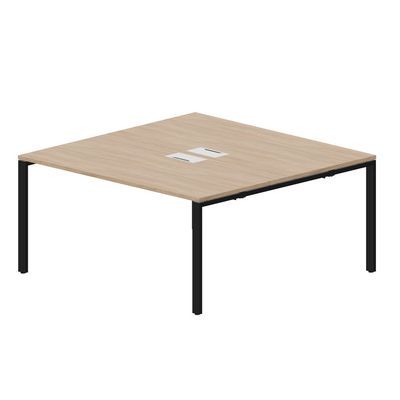 Strike STN2TL168 OWNR (Светлый дуб/Черный) Составной стол на 2 рабочих места, 2 металлических аутлета