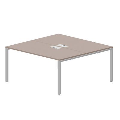 Strike STN2TL168 TRAL (Тортора/Алюминий) Составной стол на 2 рабочих места, 2 металлических аутлета