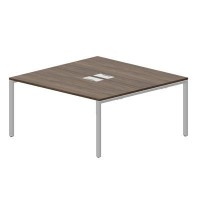 Strike STN2TL168 WNAL (Орех/Алюминий) Составной стол на 2 рабочих места, 2 металлических аутлета