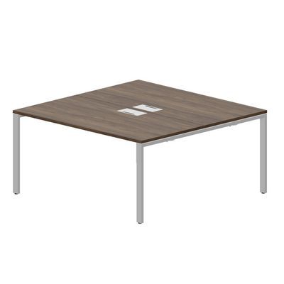 Strike STN2TL168 WNAL (Орех/Алюминий) Составной стол на 2 рабочих места, 2 металлических аутлета